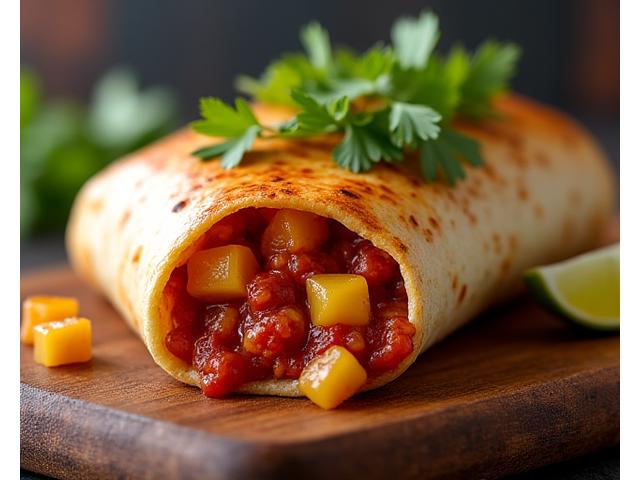 Al Pastor Especial burrito with marinated pork and pineapple.