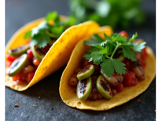 Nopales tacos with grilled cactus, onions, tomatoes, and cilantro.