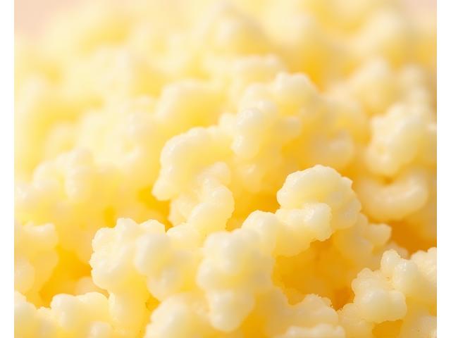 Close-up of creamy, mild Monterey Jack cheese, grated and ready to melt.