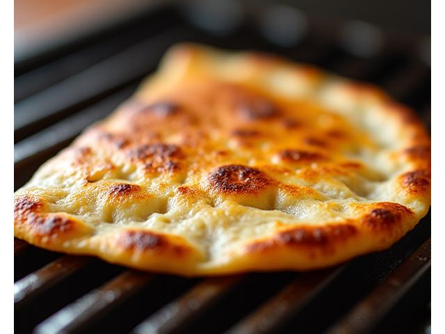 Close-up of a perfectly golden-brown, crispy quesadilla fresh off the grill.