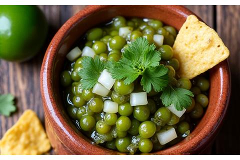 Bowl of vibrant green salsa verde